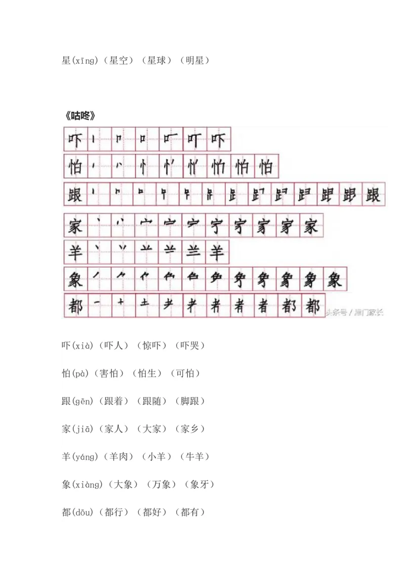 一年级语文下册笔顺、生字、拼音、组词资料_一年级上下册资料_小学一年级学习资料-25年更新版_1-02、小学一年级语文下册_3-6-2-1、复习、知识点、归纳汇总_部编（人教）版