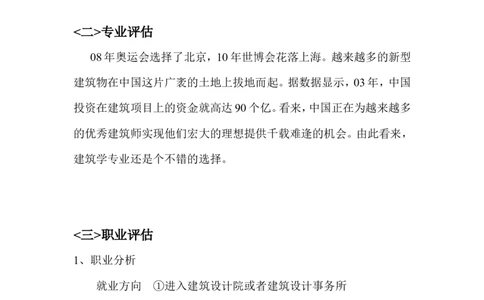 大学生职业生涯规划书精品范文_E6-职业规划_39建筑学专业