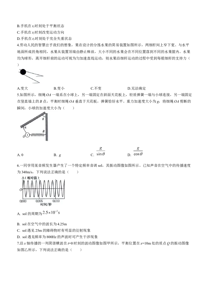 贵州省2024届高三10月金太阳大联考（24-111C）物理(1)_2023年10月_01每日更新_30号_2024届贵州省高三10月金太阳大联考（24-111C）