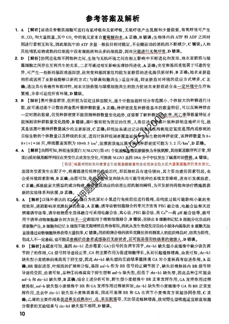 生物学命题集+答案_2024高考押题卷_32024腾远黑白卷_2024腾远高考黑白卷（新课标卷）_命题集