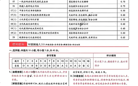 王后雄高考押题预测卷2024黑龙江专版-历史答案_2024高考押题卷_22024王hou雄_（新高考）2024王后雄押题预测卷（分科版）_8.历史