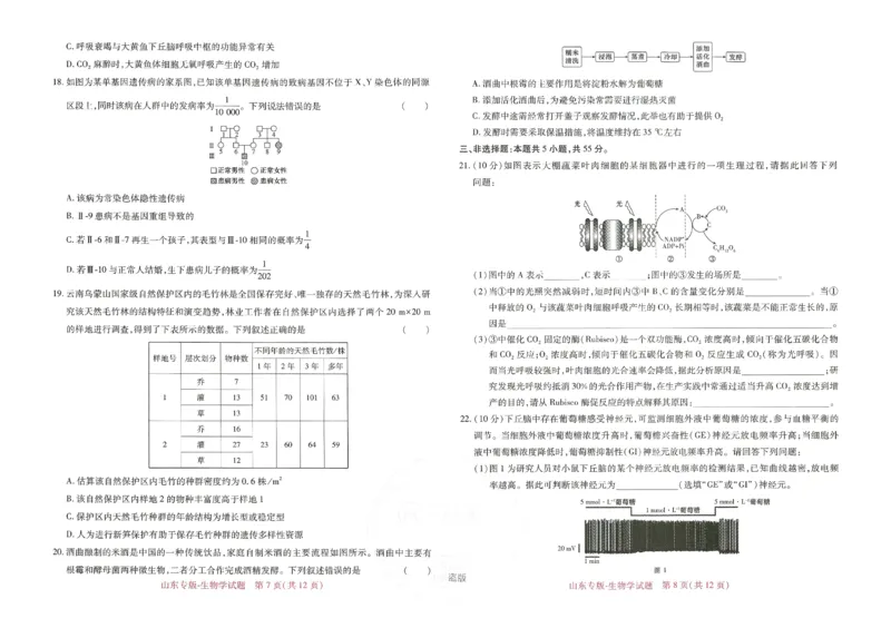 王后雄高考押题预测卷2024山东专版-生物_2024高考押题卷_22024王hou雄_16王后雄押题_2024年王后雄高考押题预测卷（山东专版）