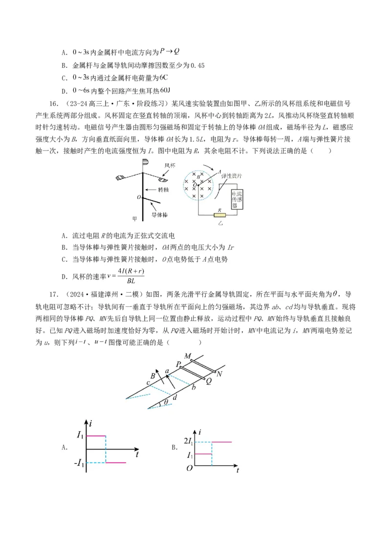 专题11电磁感应-2024年高考真题和模拟题物理分类汇编（学生卷）_近10年高考真题汇编（必刷）_十年（2014-2024）高考物理真题分项汇编（全国通用）