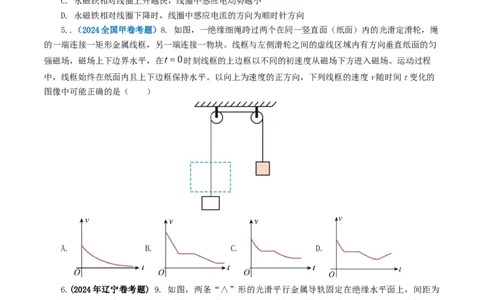 专题11电磁感应-2024年高考真题和模拟题物理分类汇编（学生卷）_近10年高考真题汇编（必刷）_十年（2014-2024）高考物理真题分项汇编（全国通用）