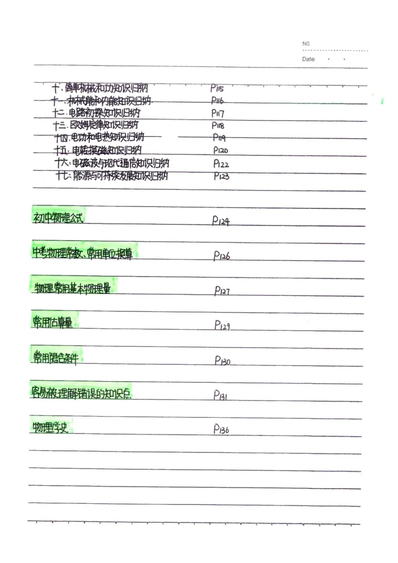 7）中考物理状元笔记（142页）_赠送小初高学霸笔记等_中考全科状元笔记