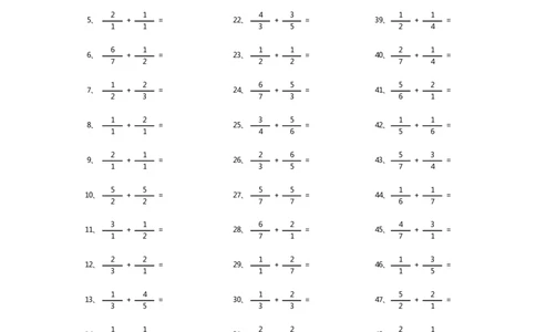 分数加法第21~40篇（初级）_编码0121-6年级数学口算计算_口算题（适合5年级）_分数-加法（200篇）_（分数）加法初级（100篇）