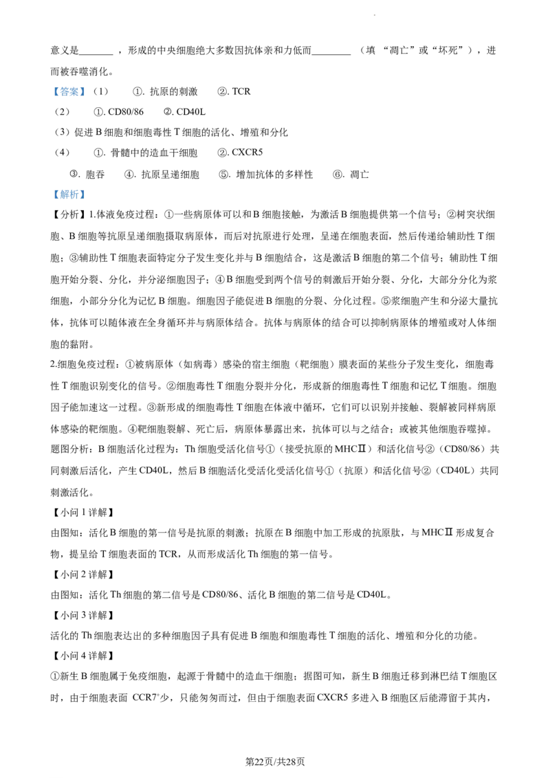 精品解析：江苏省基地大联考2023-2024学年高三上学期第一次质量监测生物试题（解析版）_2023年9月_01每日更新_16号_2024届江苏省基地大联考高三上学期第一次质量监测