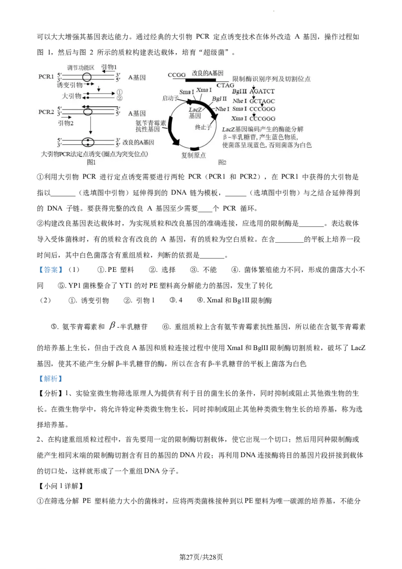 精品解析：江苏省基地大联考2023-2024学年高三上学期第一次质量监测生物试题（解析版）_2023年9月_01每日更新_16号_2024届江苏省基地大联考高三上学期第一次质量监测