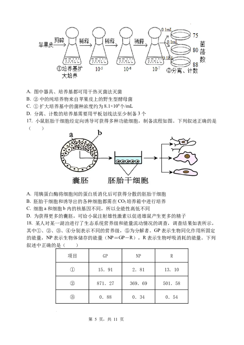 2023&mdash;2024学年春学期期初学情调研试卷高三生物_2024年2月_01每日更新_29号_2024届江苏省无锡市四校高三下学期期初学期调研
