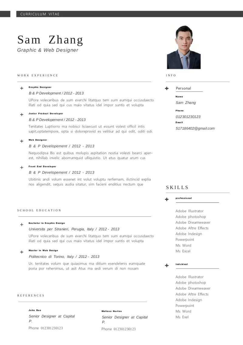 3中英文对照简历(81)_各类简历_简历模板(1)_英文简历模版86套2025版_