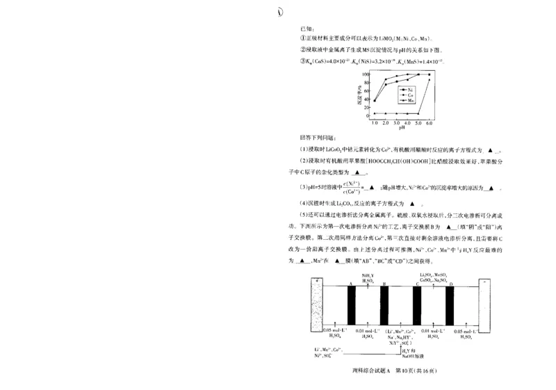 2024届山西省部分高中高三下学期第一次模拟考试理综试题_2024年3月_013月合集_2024届山西省高三一模考试3月适应性考试_2024届山西省高三适应性考试（一）理综试题