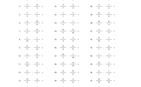 分数减法第21-50篇_编码0121-6年级数学口算计算_口算题（适合5年级）_分数-减法（200篇）_（分数）减法高级（100篇）