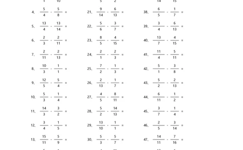 分数减法第21-50篇_编码0121-6年级数学口算计算_口算题（适合5年级）_分数-减法（200篇）_（分数）减法高级（100篇）