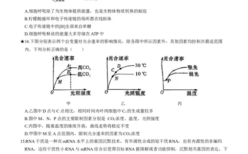 湖南省名校大联考长沙市一中2024届高三月考卷（一）生物试题_2023年9月_01每日更新_3号_2024届湖南省长沙市第一中学高三上学期月考(一)