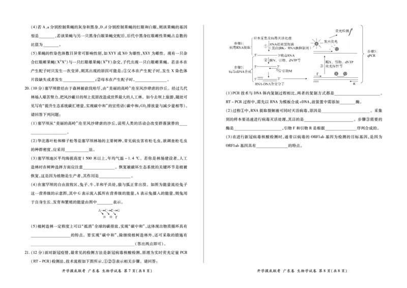 生物试卷_2023年7月_01每日更新_23号_2023届百师联盟高三8月开学摸底大联考（新高考）_广东省2023届高三上学期8月开学摸底大联考生物试题