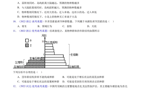 专题18种群和群落-五年（2019-2023）高考生物真题分项汇编（全国通用）（原卷版）_赠送：2008-2024全套高考真题_高考生物真题_送高考生物五年真题(2019-2023)分项汇编（全国通用）