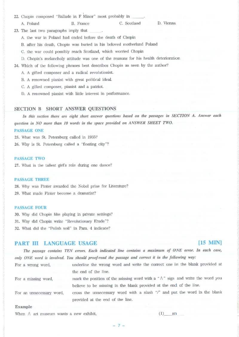 Modeltest4​_2025专四专八真题及备考资料_2009-2024专八真题+备考资料_24专八预测押题卷_专八押题卷7套_第4套预测+解析+听力