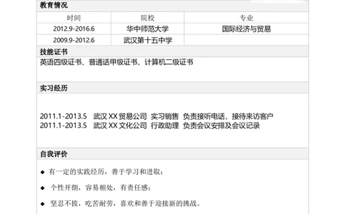 标准表格单页12_各类简历_简历模板(1)_表格模板1-18_word-