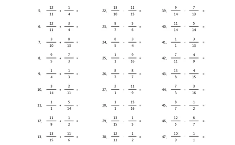 分数加减混合第21-40篇（高级）_编码0121-6年级数学口算计算_口算题（适合5年级）_分数-加减混合（280篇）_（分数）加减混合高级2～（80篇）
