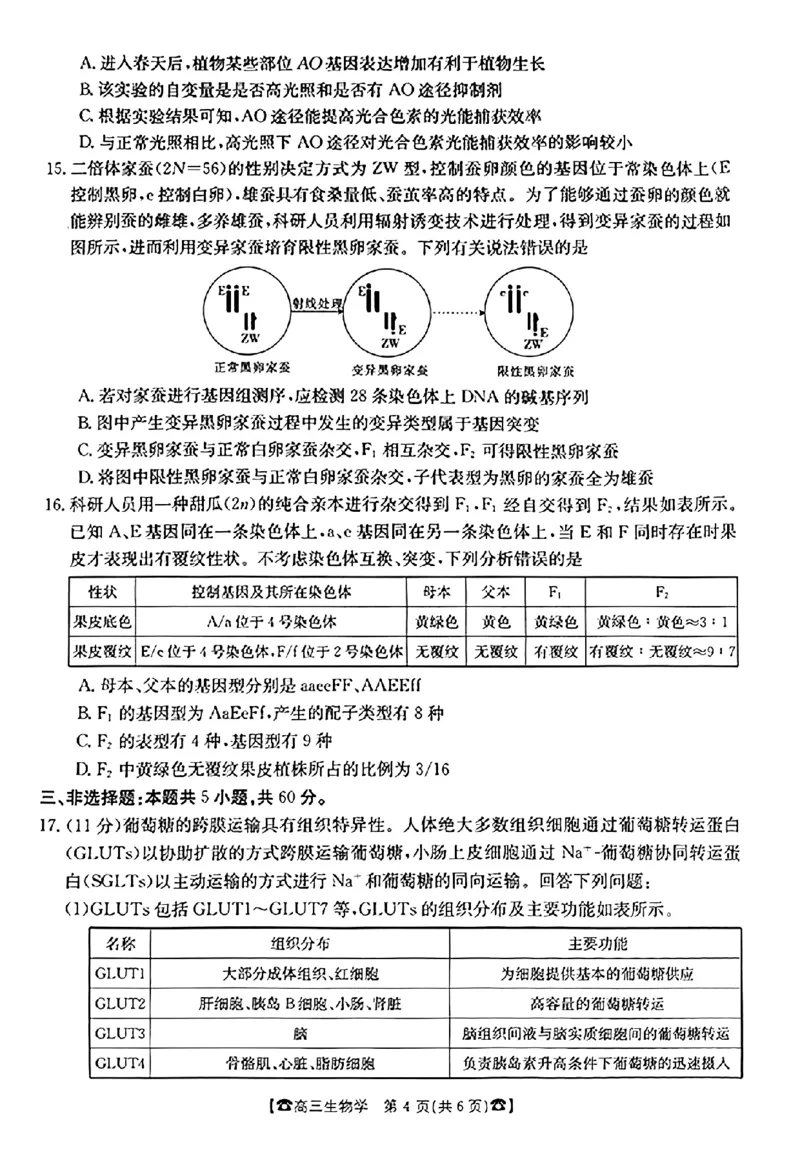 生物(1)_2023年10月_0210月合集_2024届湖南高三10月金太阳联考（电话角标）_2024届湖南高三10月金太阳联考（电话角标）生物