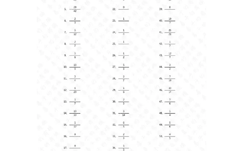 分数减法第81-100篇（初级）答案_编码0121-6年级数学口算计算_口算题（适合5年级）_分数-减法（200篇）_（分数）减法初级（100篇）
