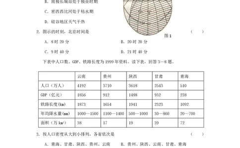 2001年河北高考文综真题及答案_赠送：2008-2024全套高考真题_高考地理真题_旧1990-2007&middot;高考地理真题_1990-2007&middot;高考地理真题&middot;PDF_河北