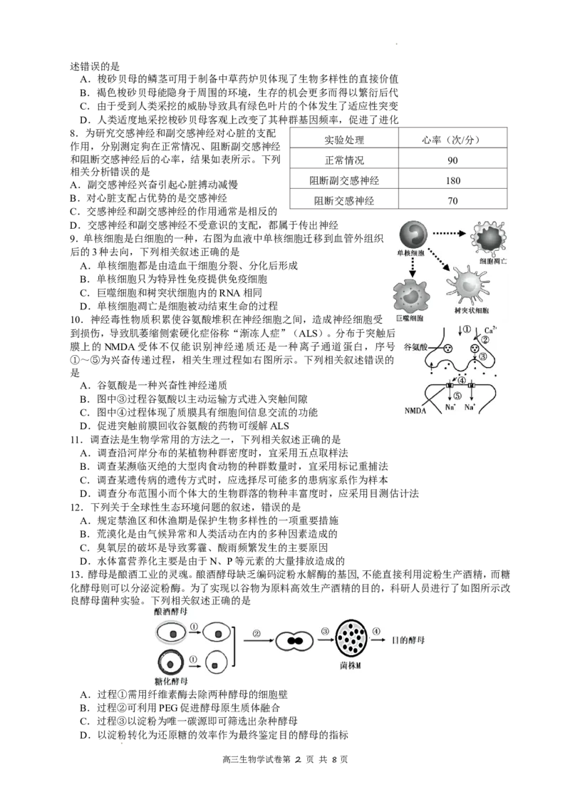江苏省南京市2022-2023学年高三上学期9月学情调研试题+生物_2023年8月_01每日更新_17号_2023届江苏省南京市学期期初学情调研_052023江苏省南京市学期期初学情调研生物含答案