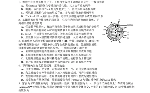 江苏省南京市2022-2023学年高三上学期9月学情调研试题+生物_2023年8月_01每日更新_17号_2023届江苏省南京市学期期初学情调研_052023江苏省南京市学期期初学情调研生物含答案