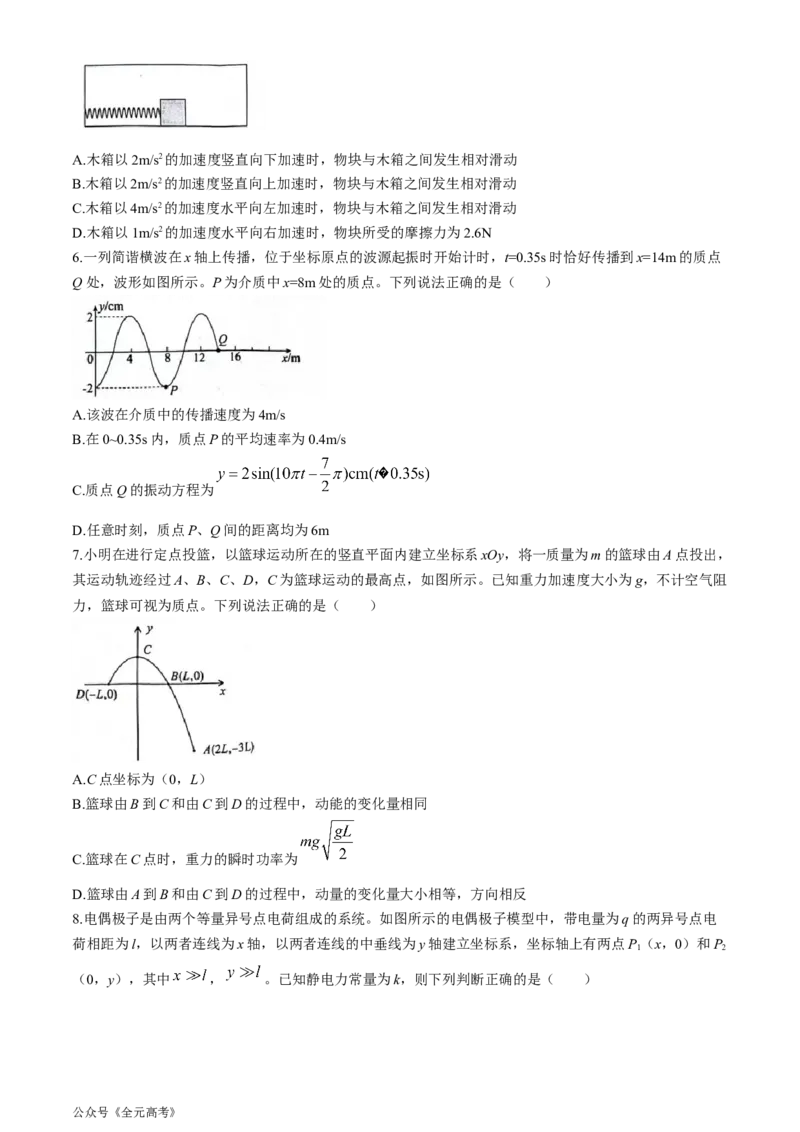 2024届安徽省阜阳市皖江名校联盟高三下学期模拟预测物理试题_2024年5月_01按日期_21号_2024届安徽皖江名校联盟高三5月最后一卷G-024_皖江名校联盟2024高三5月最后一卷物理试题
