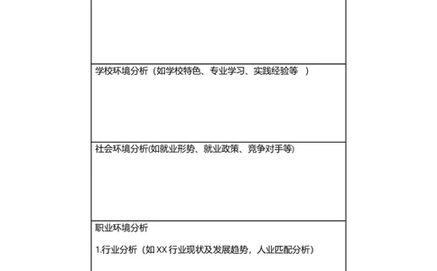 大学生职业生涯规划书模板(表格版)_E6-职业规划_93精选范本