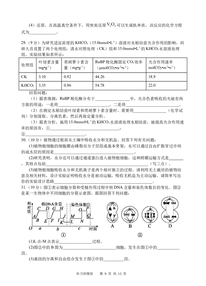 补习理综试题(1)_2023年10月_0210月合集_2024届四川省射洪中学高三上学期10月月考试题（补习班）_四川省射洪中学2024届高三上学期10月月考试题（补习班）理综