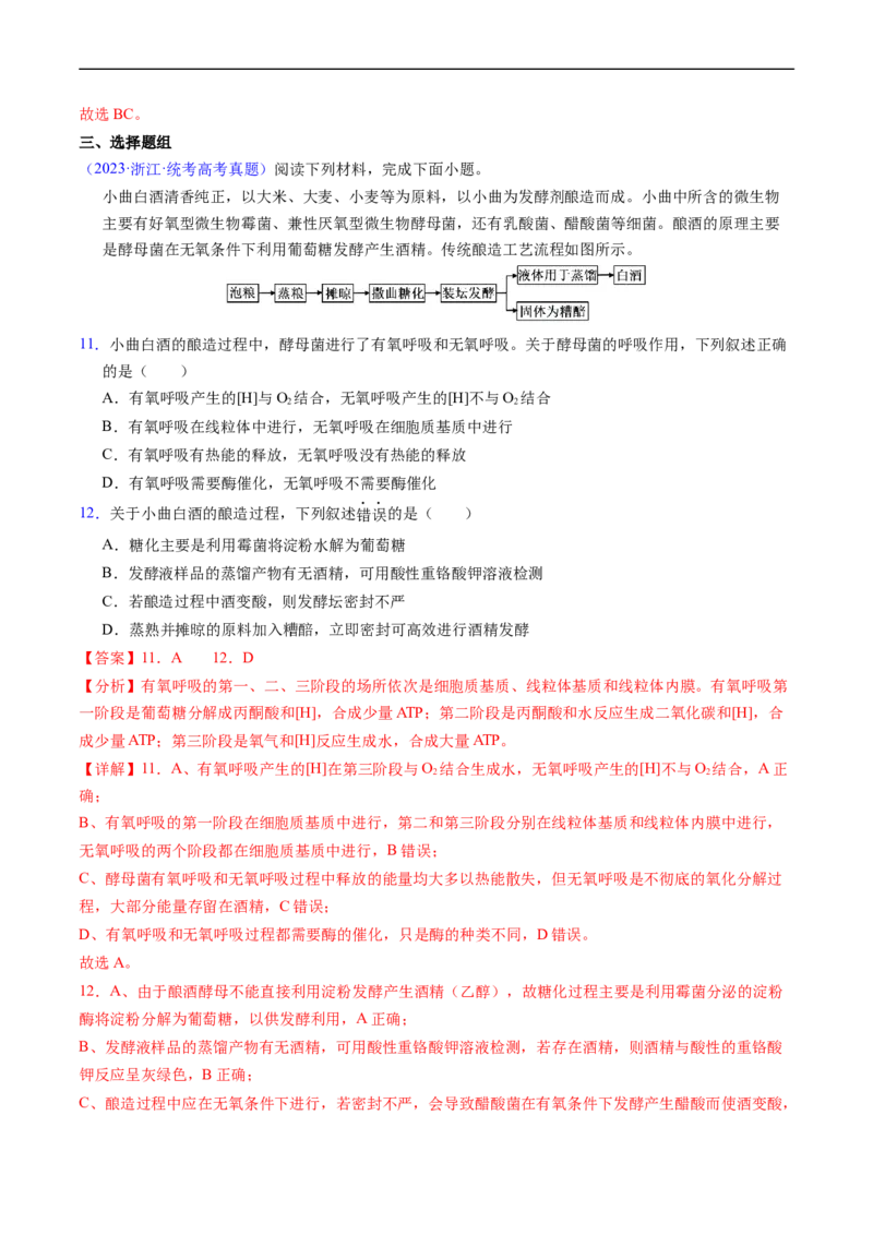 专题05细胞呼吸与光合作用-五年（2019-2023）高考生物真题分项汇编（全国通用）（解析版）_赠送：2008-2024全套高考真题_高考生物真题