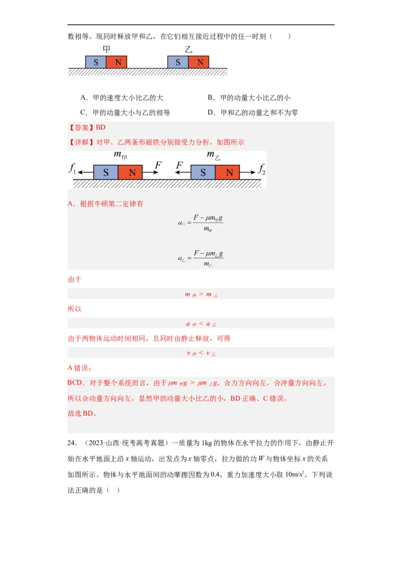 专题12动量(解析版)_赠送：2008-2024全套高考真题_高考物理真题_送高考物理五年真题(2019-2023)分项汇编（全国通用）