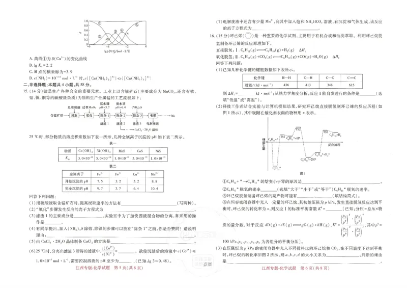 王后雄高考押题预测卷2024江西专版-化学_2024高考押题卷_22024王hou雄_16王后雄押题_2024年王后雄高考押题预测卷（江西专版）