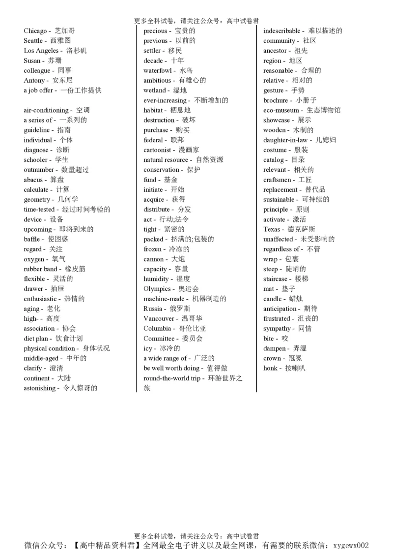 测试小礼物05：阅读词汇积累（word文档）_2024高考押题卷_92024赢在高考全系列_（通用版）2024《赢在高考&middot;黄金预测卷》（九科全）各八套