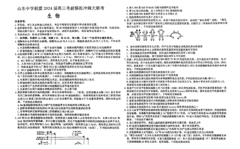 2024届山东省山东中学联盟高三下学期5月考前模拟冲刺大联考生物试题+答案(1)_2024年5月_025月合集_2024届山东省中学联盟高三5月考前模拟冲刺大联考