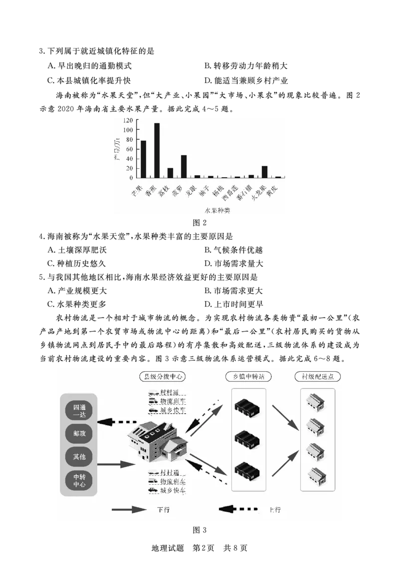 江西省2024届高三名校9月联合测评地理(1)_2023年9月_029月合集_2024届江西省高三名校9月联合测评