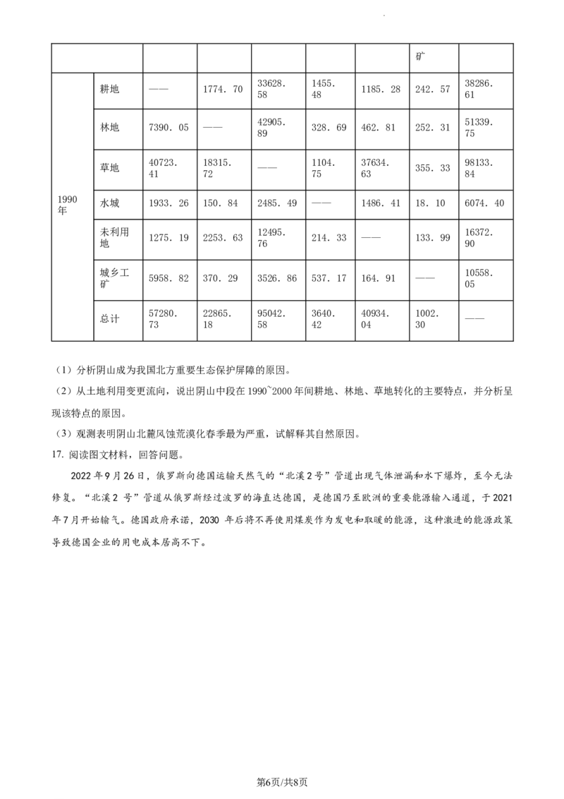 精品解析：天津市耀华中学2023-2024学年高三上学期开学检测地理试题（原卷版）_2023年9月_01每日更新_15号_2024届天津市耀华中学高三上学期暑期学情反馈（开学考）