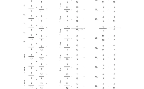 分数加减混合第21-40篇（高级）_编码0121-6年级数学口算计算_口算题（适合5年级）_分数-加减混合（280篇）_（分数）加减混合高级2～（80篇）