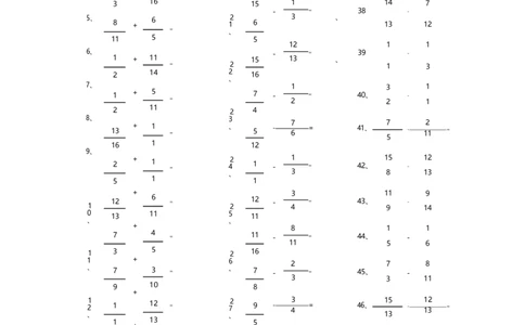 分数加减混合第21-40篇（高级）_编码0121-6年级数学口算计算_口算题（适合5年级）_分数-加减混合（280篇）_（分数）加减混合高级2～（80篇）
