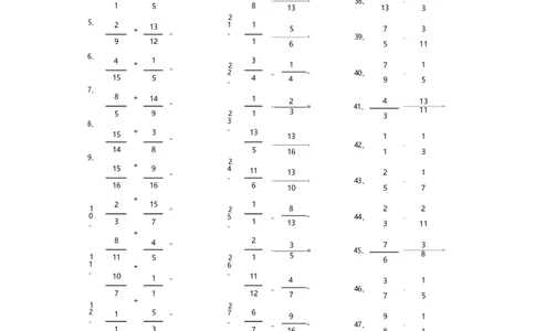 分数加减混合第21-40篇（高级）_编码0121-6年级数学口算计算_口算题（适合5年级）_分数-加减混合（280篇）_（分数）加减混合高级2～（80篇）