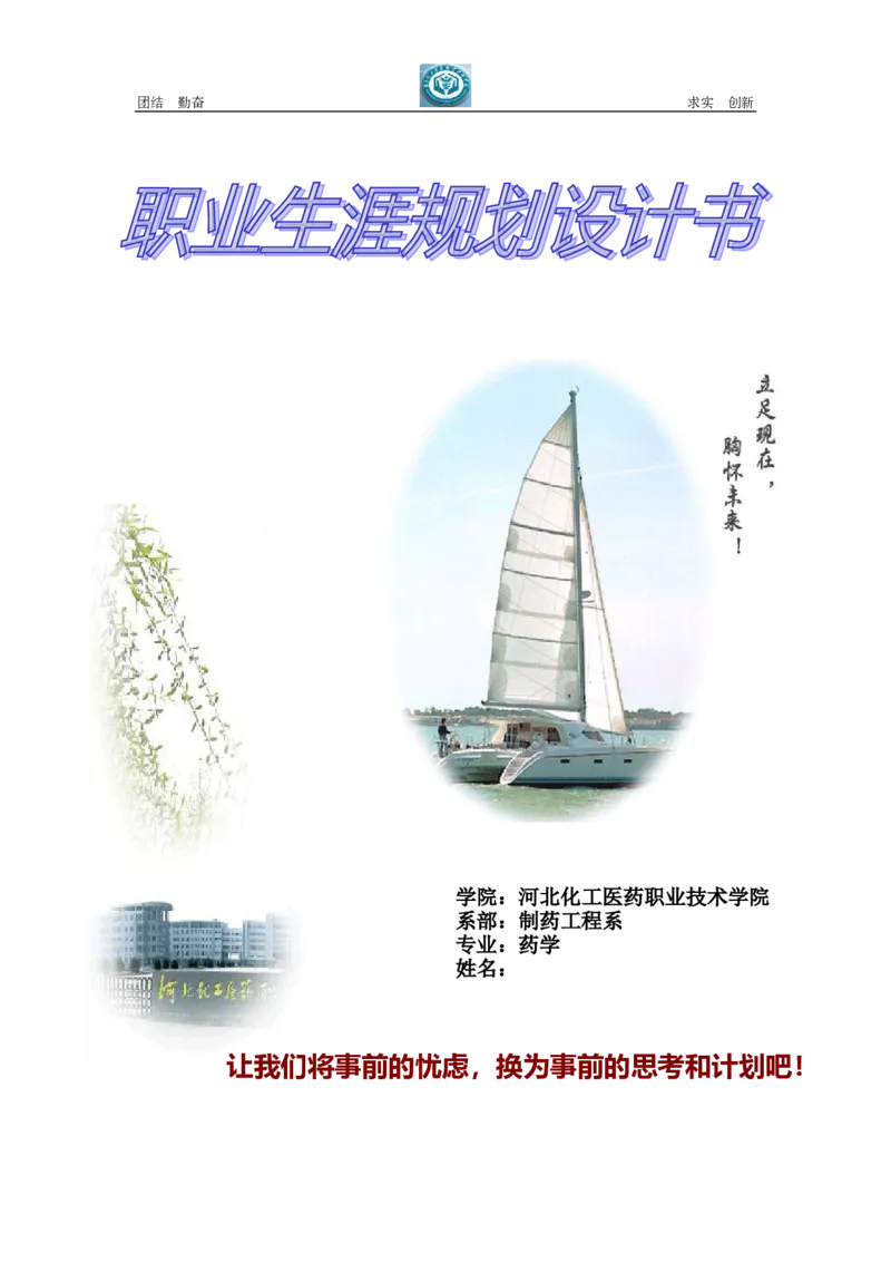 制药系职业规划书_E6-职业规划_43药学专业