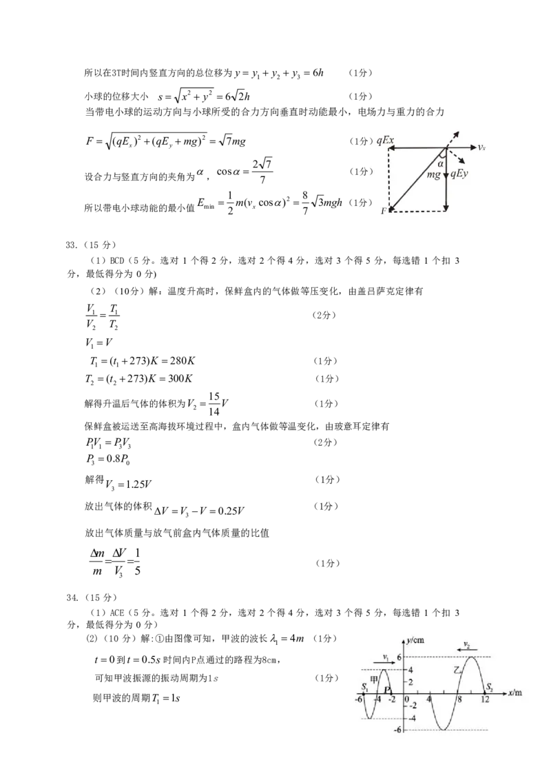 2024.4.20物理答案(1)_2024年4月_01按日期_20号_2024届内蒙古赤峰市高三下学期420模拟考试_2024届内蒙古自治区赤峰市高三下学期4月模拟考试（二模）理科综合试题