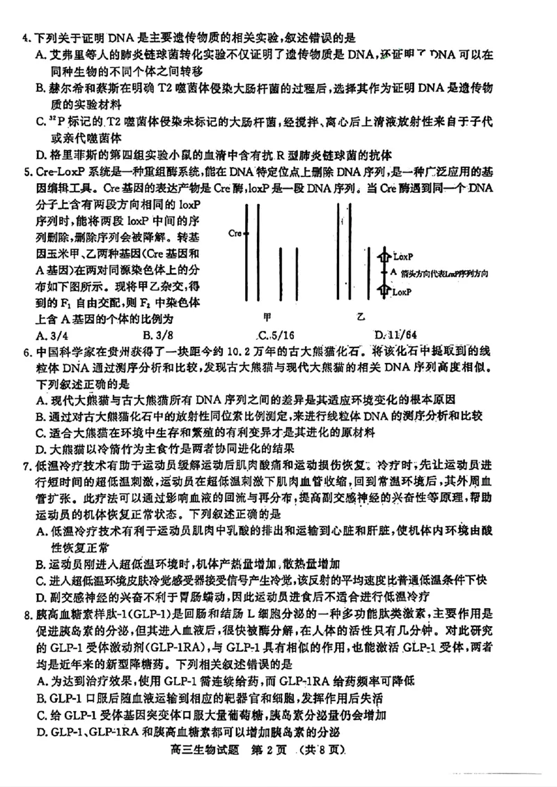 2024届山东省济南市高考针对性训练(5月)三模生物试卷+答案(1)_2024年5月_025月合集_2024届山东省济南市高考针对性训练(5月)三模