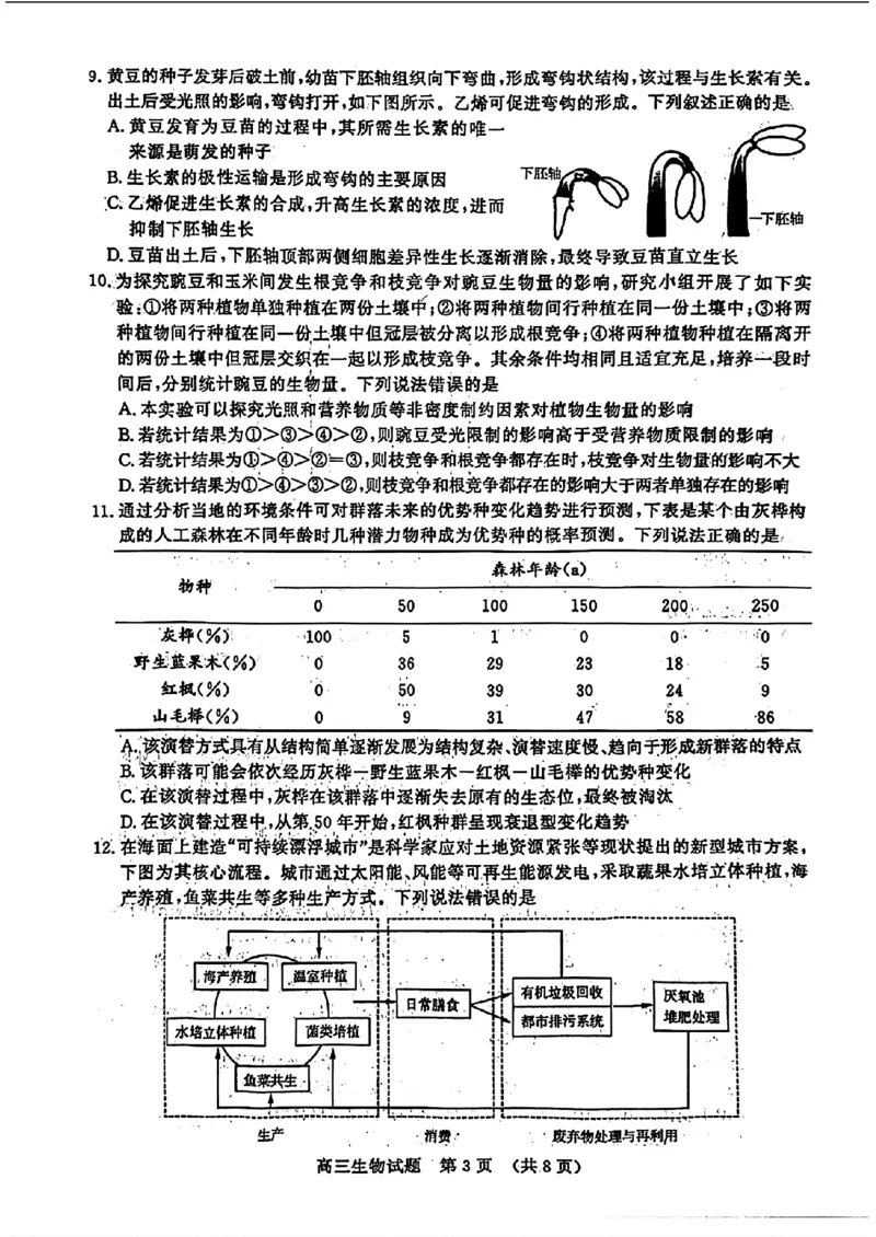 2024届山东省济南市高考针对性训练(5月)三模生物试卷+答案(1)_2024年5月_025月合集_2024届山东省济南市高考针对性训练(5月)三模