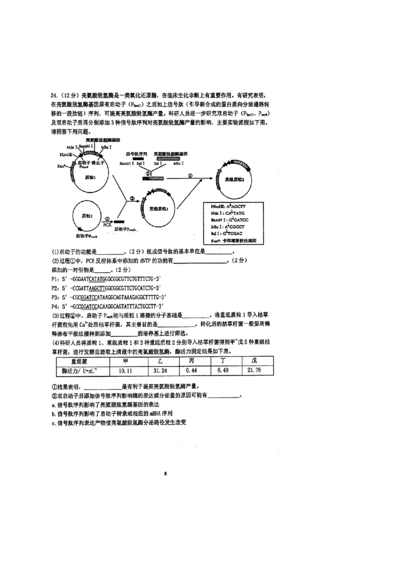 江苏省泰州中学2024届高三第一次质量检测生物(1)_2023年10月_01每日更新_11号_2024届江苏省泰州中学高三第一次质量检测