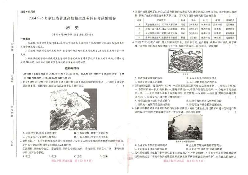 王后雄高考押题预测卷2024浙江专版-历史_2024高考押题卷_22024王hou雄_16王后雄押题_2024年王后雄高考押题预测卷（浙江专版）