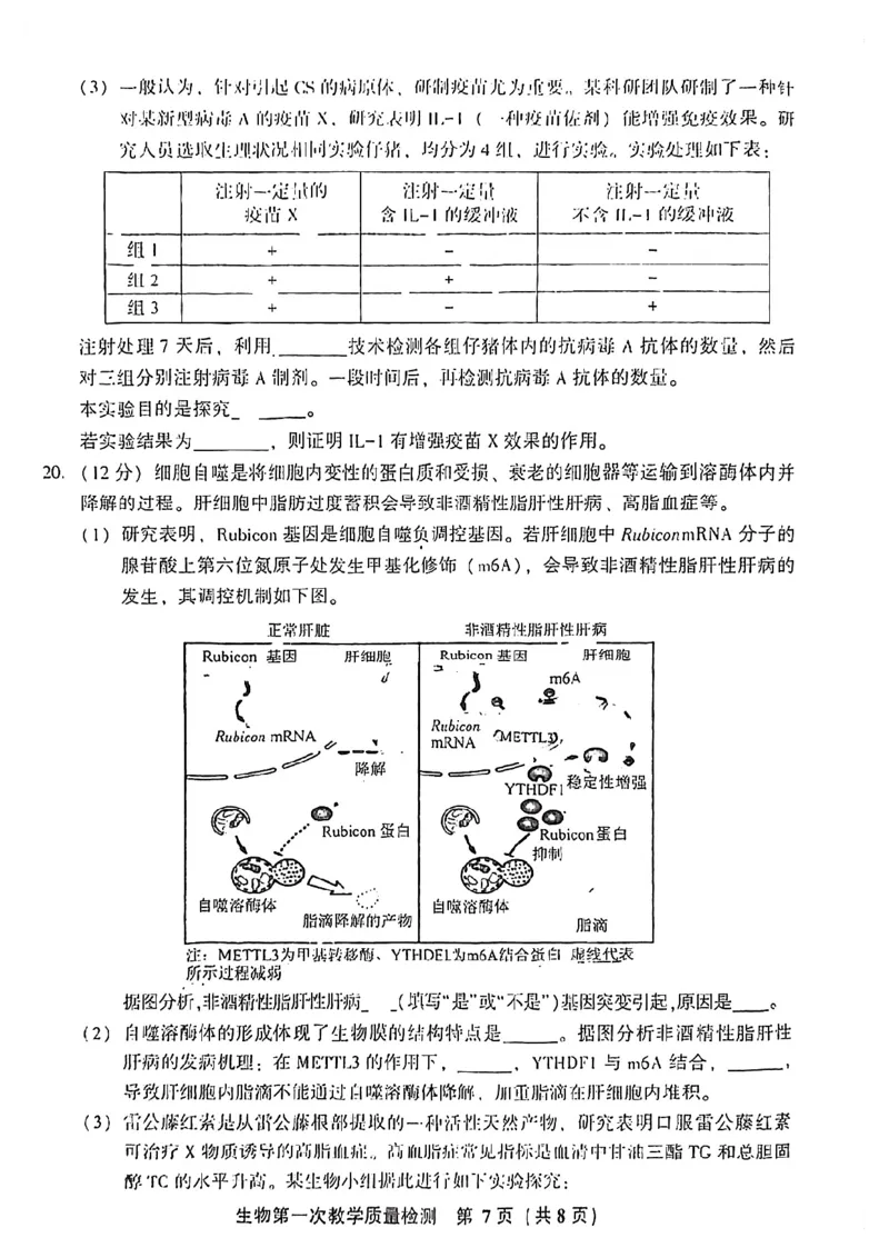 福建省漳州市2023届高三毕业班第一次教学质量检测生物试卷(1)_2023年8月_028月合集_2023届福建省漳州市高三上学期第一次教学质量检测