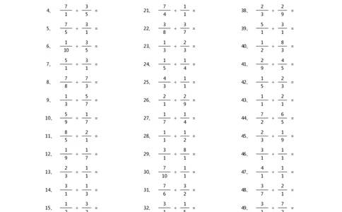 分数除法第1-20篇（初级）_编码0121-6年级数学口算计算_口算题（适合6年级）(1)_分数-除法（200篇）_（分数）除法初级（100篇）
