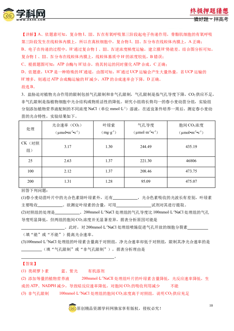 生物-2024年高考终极押题猜想（解析版）_2024高考押题卷_62024学科网全系列_212024年高考终极押题猜想_生物-2024年高考终极押题猜想